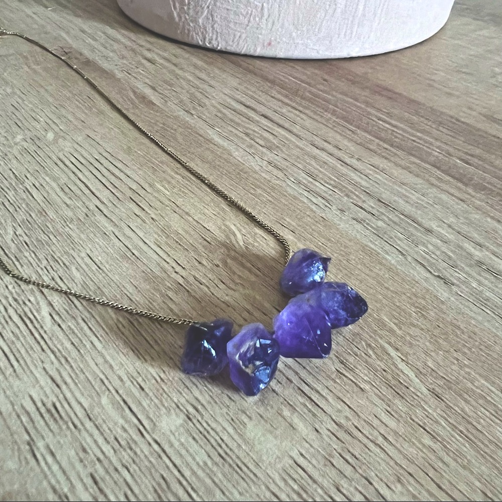 A.V. Max Raw Amethyst Color Crystal Necklace